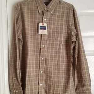 NWT men's beige plaid Saddlebred brand size small shirt